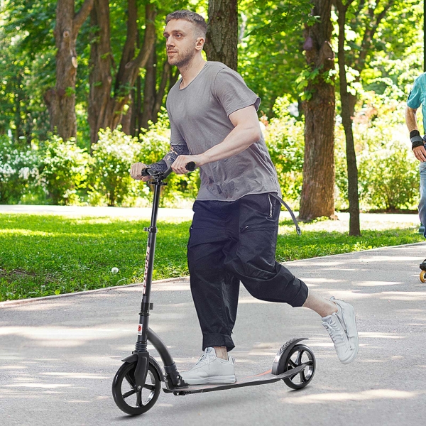 HOMCOM Trotinete dobrável de alumínio para crianças acima de 14 anos altura ajustável de 87-101 cm com 2 Rodas Grandes Travagem Carga 100 kg Preto - Image 9
