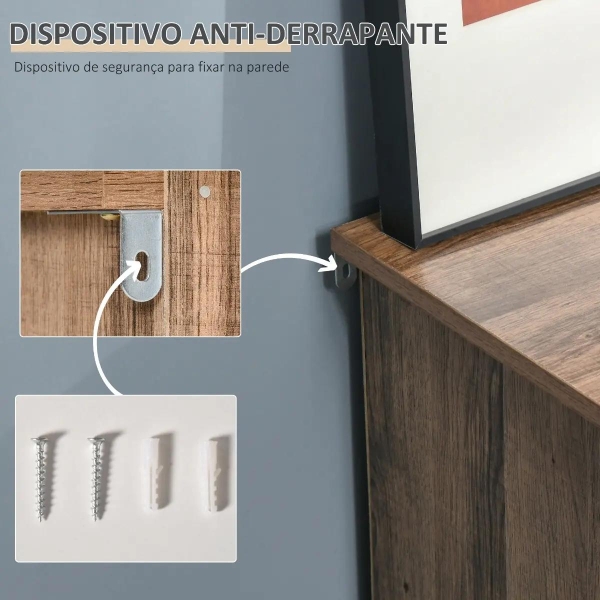 HOMCOM Aparador com Porta de Metal Móvel Auxiliar com 3 Prateleiras Abertas e Armário com Porta e Prateleira Ajustável 80x35x82cm Madeira Natural - Image 7