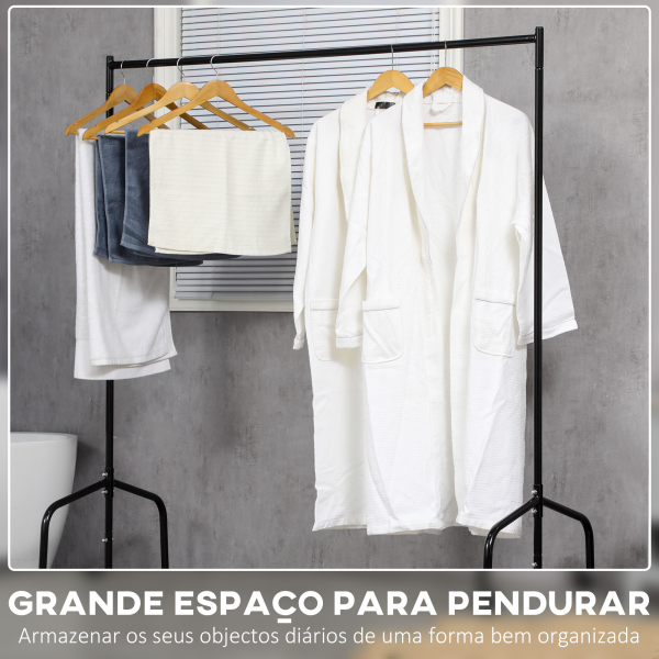 HOMCOM Charriot com Rodas 150x60x170 cm Organizador de Roupas com Rodas para Dormitório Entrada Corredor Preto - Image 6