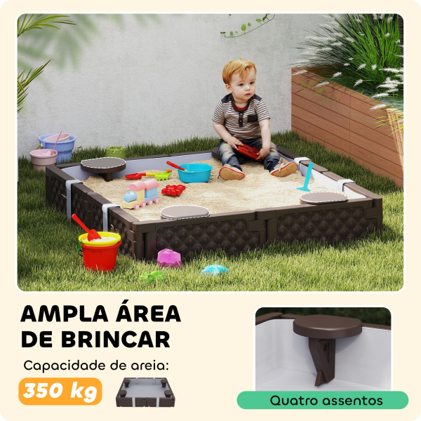 AIYAPLAY Caixa de Areia para Crianças Caixa de Areia Infantil Quadrada com Cobertura e Assentos para Exterior 119x - Image 4