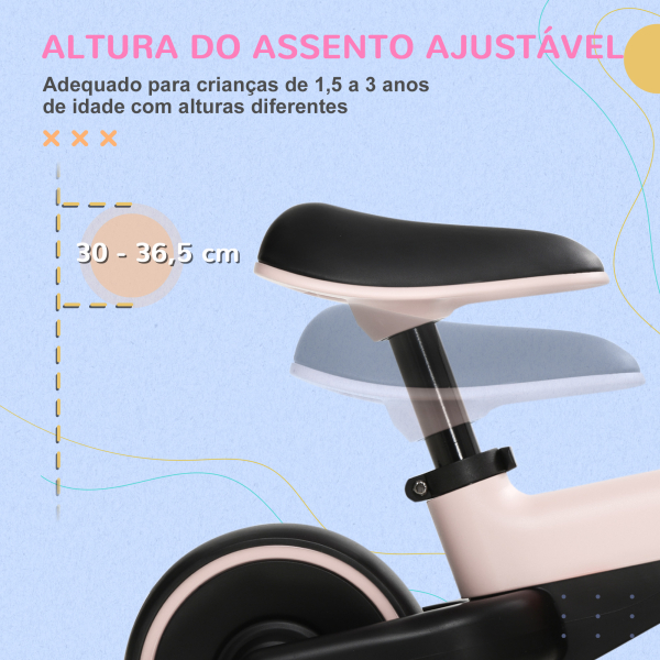 AIYAPLAY Bicicleta sem Pedais para Crianças acima de 18 Meses com Assento Ajustável em 30-36,5 cm Rodas de Ø19 cm 66,5x34x46,5 cm Rosa - Image 5