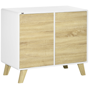 HOMCOM Aparador de Sala de Estar com Portas de Abertura a Pressão e Prateleiras Ajustáveis para Dormitório 80x40x70cm Branco e Carvalho