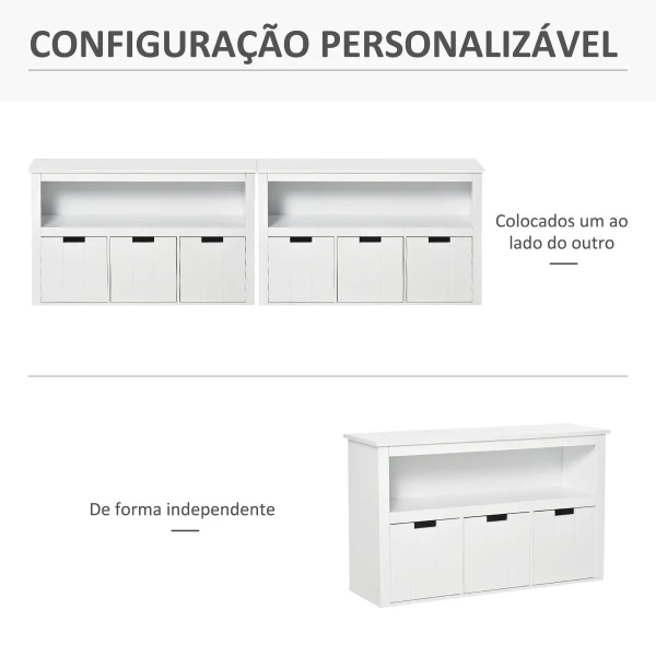 HOMCOM Aparador de Sala de Estar Armário Auxiliar de Armazenamento Moderno com Prateleira Aberta e 3 Gavetas para Dormitório Sala de Estar 102x33x61,5cm Branco - Image 5