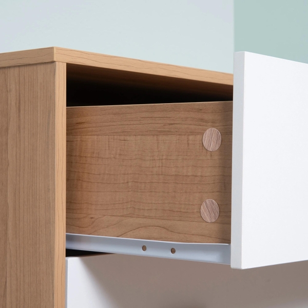 HOMCOM Cómoda de Madeira com 3 Gavetas Armário Auxiliar de Armazenamento Moderna com Pés Elevados para Dormitório Sala de Estar 80x39x80cm Branco e Madeira Natural - Image 8
