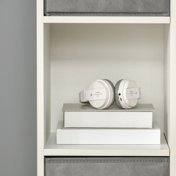 HOMCOM Estante para Livros de 8 Cubos Estante Modular com 4 Cestos Removíveis de TNT para Escritório Estúdio Dormitório 61,5x30x121,6cm Branco e Cinza - Image 8
