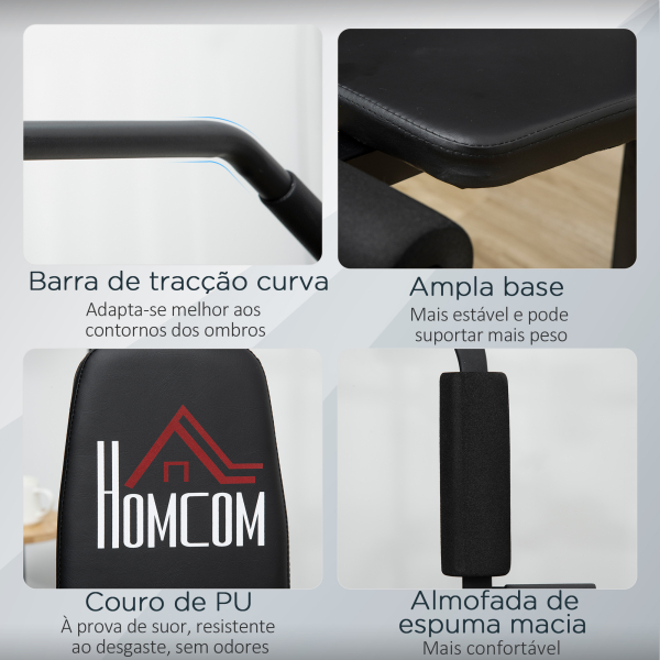 HOMCOM Máquina de Musculação com Placas de Peso de 45 kg Carga Máx. 100 kg para Treino Fitness em Casa Ginásio Preto - Image 7