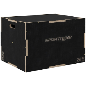 SPORTNOW Caixa Pliométrica com 3 Alturas Diferentes para Treino de Força em Casa Ginásio CrossFit Carga 120 kg 76x61x51 cm Preto