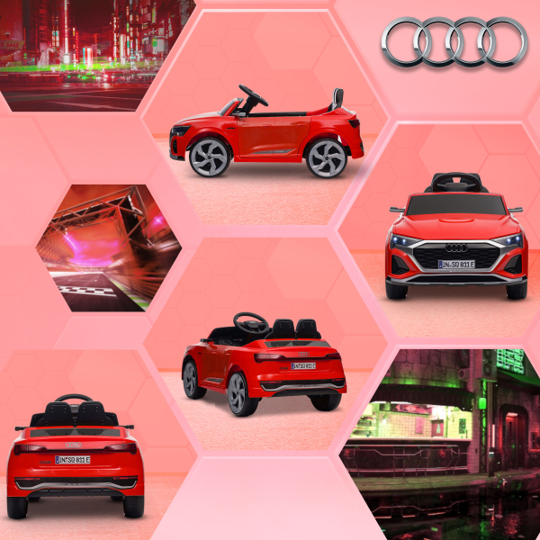AIYAPLAY Carro Elétrico para Crianças Carro Audi Q8 Etron Sportback Infantil 12V Faróis Buzina e Música 98x49,5x43 cm Vermelho - Image 9