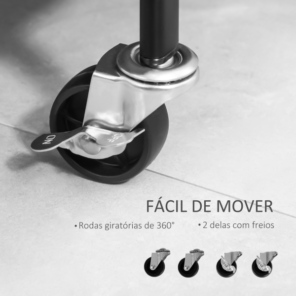 HOMCOM Charriot com Sapateiro Charriot com Rodas Barra de Pendurar e 2 Cestos para Entrada Dormitório Sala de Estar 56,5x31,5x152,5cm Preto - Image 7