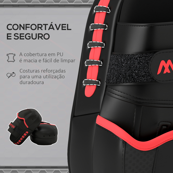 SPORTNOW Plastrons de Boxeo Paos de Muay Thai MMA para Treino de Boxeo Boxing Karate Taekwondo Artes Marciais 24x19x4 cm Preto - Image 6