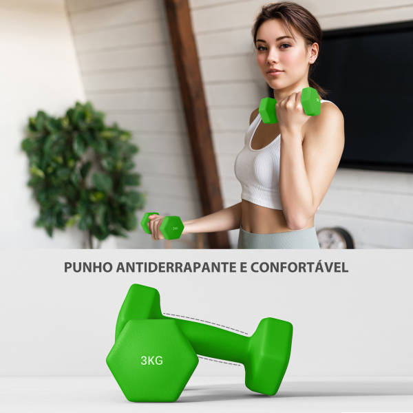 SPORTNOW Conjunto de Halteres Hexagonais 2x1 kg 2x2 kg 2x3 kg com Suporte de Armazenamento para Treino em Casa Multicolor - Image 5