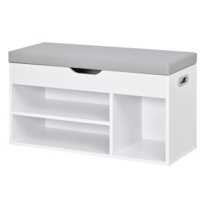 HOMCOM Sapateira com Assento Acolchoado Carga máxima de 120kg MDF 80x30x43cm Branco
