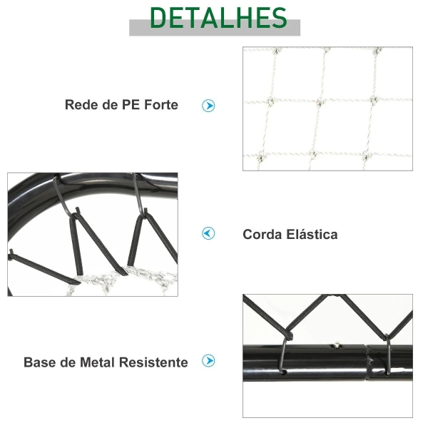HOMCOM Rede de Rebote Dobrável com Ângulo Ajustável de 5 Níveis para Treinamento de Futebol Tenis Beisebol Desportes 84x78x65-78cm Preto - Image 6