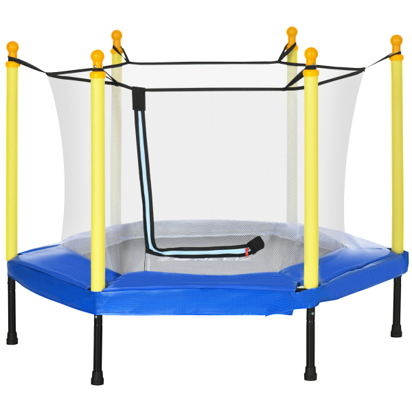 ZONEKIZ Trampolim para Crianças com Rede de Segurança 122x122x97 cm Azul
