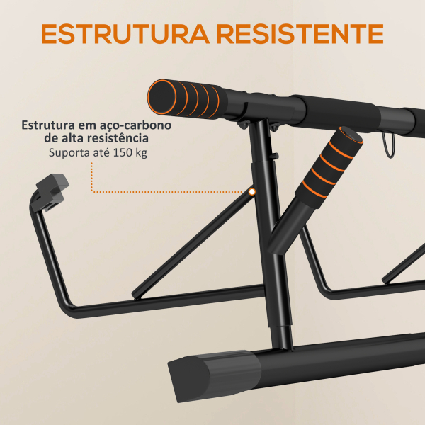 SPORTNOW Barra de Elevação Multifuncional Barra de Elevação de Parede com Bandas Elásticos de Resistência 100x50x27 cm Preto e Laranja - Image 7