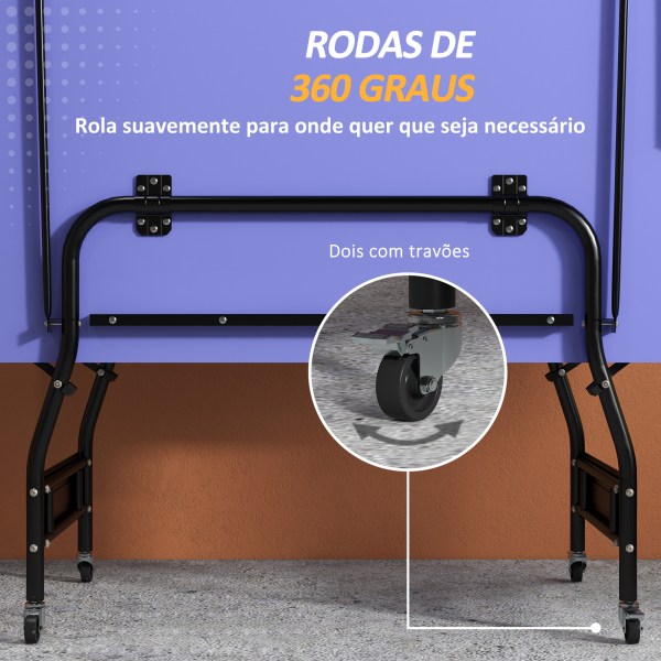 SPORTNOW Mesa de Ping Pong Dobrável Profissional com Rodas Inclui 2 Raquetes e 3 Bolas para Interior 274x152,5x76 cm Azul - Image 6