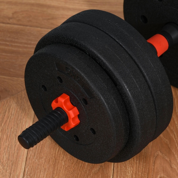 HOMCOM Conjunto de halteres 2 em 1 25 kg com barra ajustável Treinamento de força e levantamento de peso para ginasio preto - Image 5