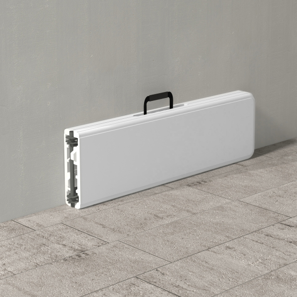 Outsunny Banco de Jardim Dobrável Banco de Exterior de 3 Lugares com Estrutura de Aço Carga 360 kg p183x28x43 cm Branco - Image 7