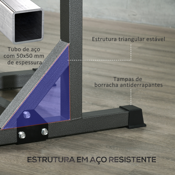SPORTNOW Suporte para Barras de Pesos com Largura e Altura Ajustáveis Suporte de Musculação com Estrutura de Aço 60-87x65x121-158 cm Preto - Image 6