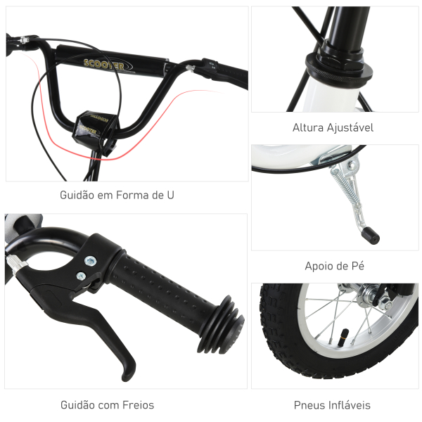 HOMCOM Trotinete com altura ajustável 2 Pneus infláveis ​​para crianças acima de 5 anos - Image 5