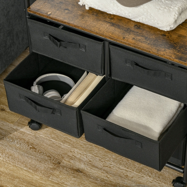 HOMCOM Cabideiro para Roupa com Rodas 6 Gavetas de Tecido Barra para Pendurar para Corredor Quarto 63,5x40x172,5 cm Castanho Rústico - Image 9