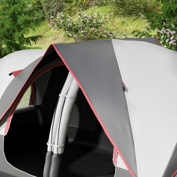 Outsunny Tenda de Campismo Familiar para 6-8 Pessoas Dobrável com 2 Quartos e Bolsa de Transporte Impermeável 450x215x180 cm Cinza - Image 9