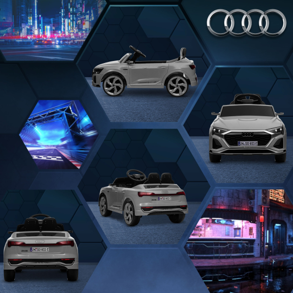 AIYAPLAY Carro Elétrico para Crianças Carro Audi Q8 Etron Sportback Infantil 12V Faróis Buzina e Música 98x49,5x43 cm Cinza - Image 9