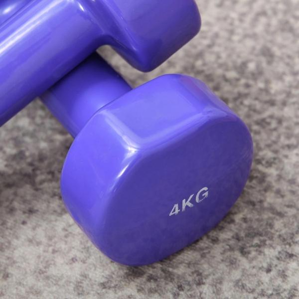 HOMCOM Jogo de 8 Halteres Hexagonais 4 Pares 4kg 3kg 2kg 1kg com Revestimento Pesos para Exercícios em Casa Academia Aço Multicolor - Image 7