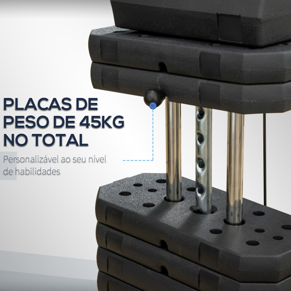 HOMCOM Máquina Multi-Estação Máquina de Musculação com Estribo para Pernas Placas de Pesos de 45kg Carga Máxima 110kg Treinamento Fitness em Casa Ginásio 135x103x200 cm Preto - Image 5