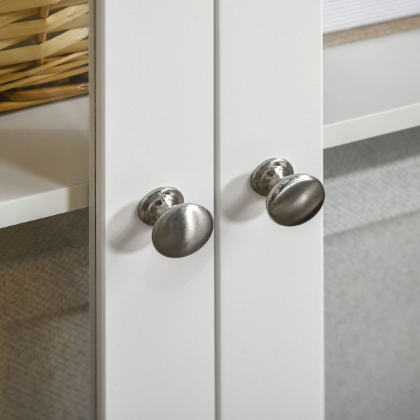 HOMCOM Aparador para Sala de Estar com 2 Portas de Vidro 3 Gavetas e Prateleira Ajustável para Cozinha Sala de Jantar 120x40x70 cm Branco e Madeira - Image 8