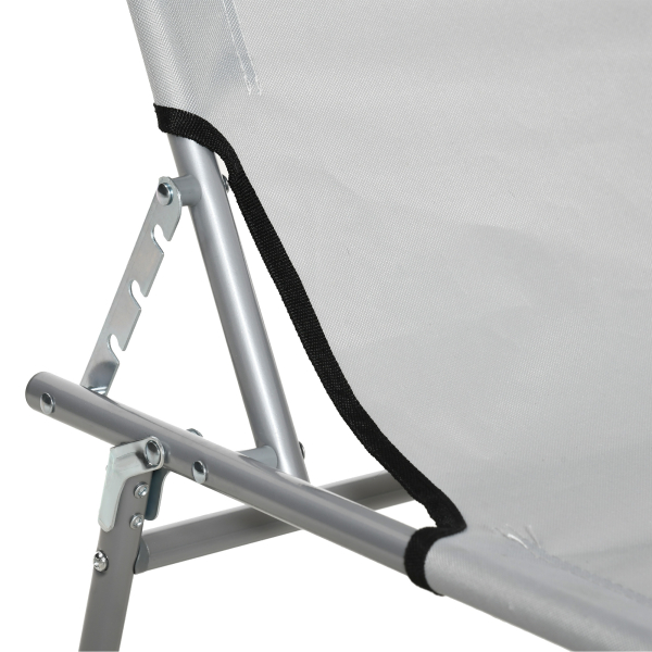 Outsunny Espreguiçadeira de Jardim Dobrável com Toldo Removível e Ajustável e Encosto Ajustável em 4 Posições  187x58x36 cm Cinza Claro - Image 9