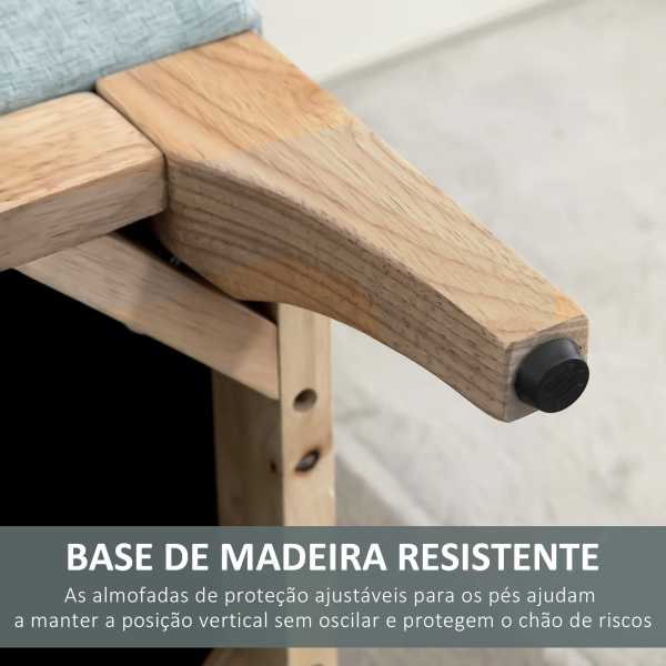 HOMCOM Banco Pé de Cama com Arrumação 72L Estofado em Linho com Pés de Madeira e Almofadas Ajustáveis  110x39x45 cm Cinzento Azulado - Image 6