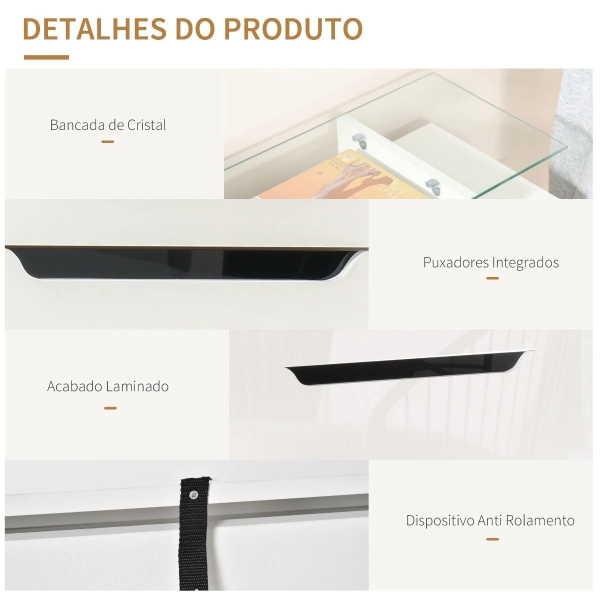 HOMCOM Móvel Sapateira de 2 Portas Sapateira Estreito para 16 Pares de Sapatos com Gaveta Prateleira Aberta e Bancada de Vidro para Corredor Entrada 89x23x96cm Branco - Image 7