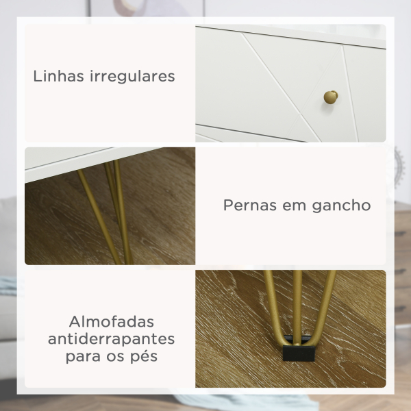 HOMCOM Cómoda de Quarto Moderna Cómoda de Madeira com 4 Gavetas e Pés Metálicos para Sala Escritório 60x40x100 cm Branco - Image 5