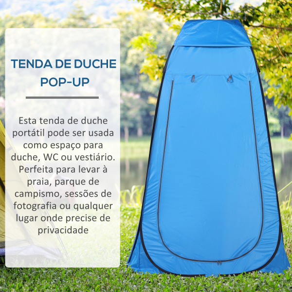 Outsunny Tenda de acampamento multifuncional leve dobrável e estável à prova d'água com sistema POP-UP 120x120x190 cm Azul - Image 4