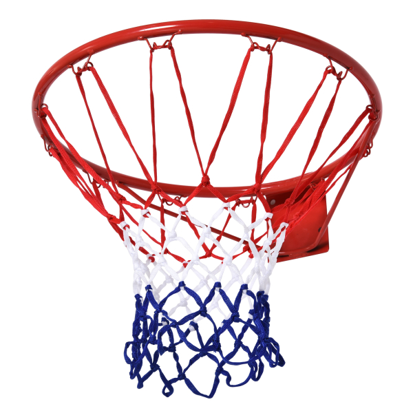 HOMCOM Cesta de Basquetebol de Parede Ø46 cm Aro de Basquetebol com Rede Estrutura Metálica 12 Ganchos para Interior e Exterior Vermelho - Image 9