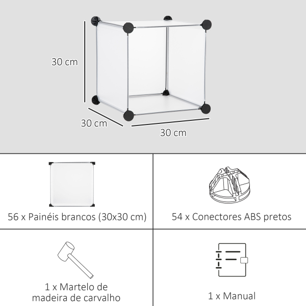 HOMCOM Armário Modular de Plástico Organizador de Sapatos com 16 Cubos de 30x30x30cm para Entrada Corredor 125x32x125 cm Transparente - Image 6