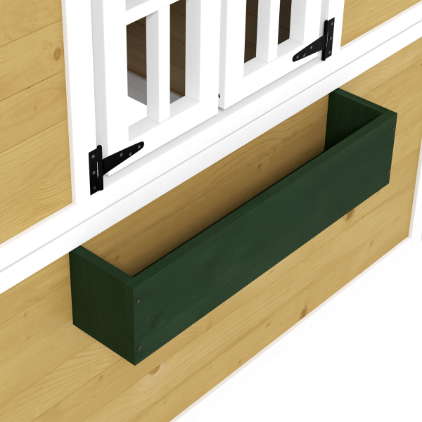 Outsunny Casa de Madeira para Crianças Casa de Brincar Infantil para Jardim  com Porta Janelas e Floreiras 114x126,5x135 cm Multicor - Image 8