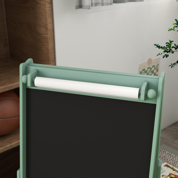 AIYAPLAY Cavalete para Crianças 3 em 1 Cavalete de Arte com Rolo de Papel Quadro e 2 Cestas de Armazenamento 54x46,5x93 cm Verde - Image 7