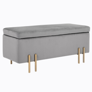 HOMCOM Banco Pé de Cama para Dormitório 70L em Veludo Pés de Metal para Entrada Sala de Estar 100x40x42 cm Cinza Claro