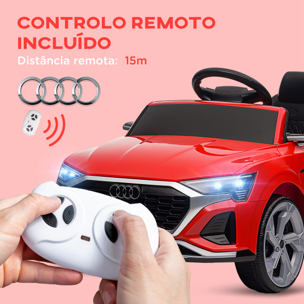 AIYAPLAY Carro Elétrico para Crianças Carro Audi Q8 Etron Sportback Infantil 12V Faróis Buzina e Música 98x49,5x43 cm Vermelho - Image 5