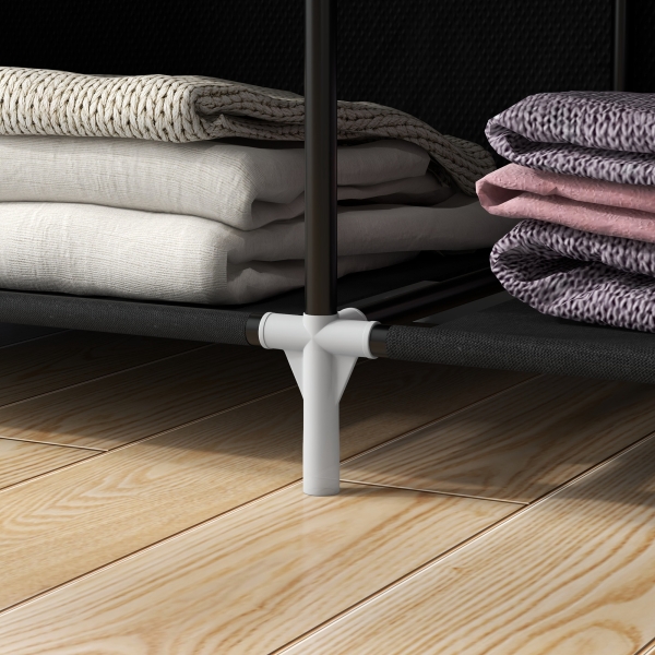 HOMCOM Roupeiro de Tecido Dobrável com 6 Prateleiras e 1 Barra de Pendurar para Dormitório Vestidor 103x43x162,5 cm Preto - Image 9