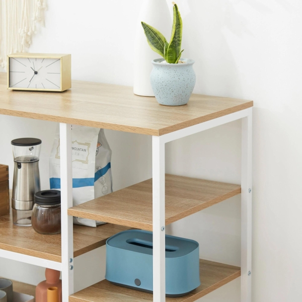 HOMCOM Estante Multiuso com 7 Prateleiras de Armazenamento para Utensílios Livros Plantas 90x40x95cm Madeira Natural - Image 7