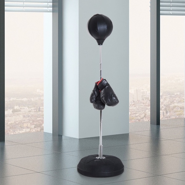 HOMCOM Saco de Boxe de Pé Punching Ball com Altura Ajustável em 4 Níveis 126-144 cm Base Preenchível e Luvas de Boxe para Adultos e Adolescentes Preto - Image 2