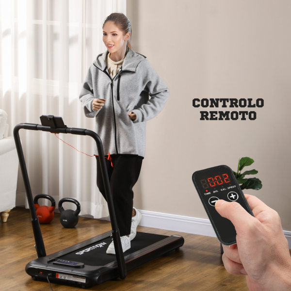 SPORTNOW Passadeira Dobrável 2 em 1 com Velocidade 12km/h Superfície de Corrida 36x105 cm e Controlo Remoto 135x65x105 cm Preto - Image 7