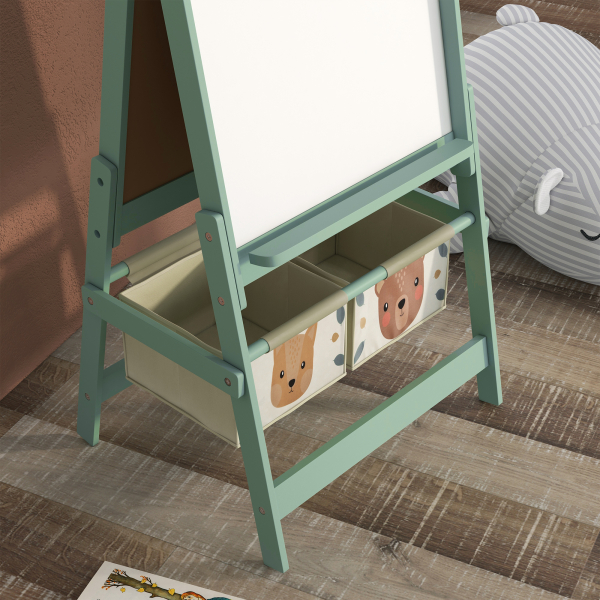 AIYAPLAY Cavalete para Crianças 3 em 1 Cavalete de Arte com Rolo de Papel Quadro e 2 Cestas de Armazenamento 54x46,5x93 cm Verde - Image 9