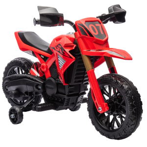 AIYAPLAY Mota Elétrica para Crianças  Moto a Bateria para Crianças 6V com Rodas de Treino e Buzina 105x57x62 cm Vermelha