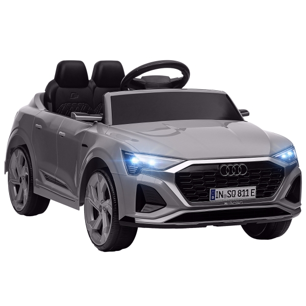 AIYAPLAY Carro Elétrico para Crianças Carro Audi Q8 Etron Sportback Infantil 12V Faróis Buzina e Música 98x49,5x43 cm Cinza