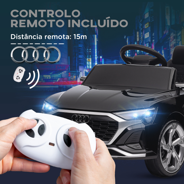 AIYAPLAY Carro Elétrico para Crianças Carro Audi Q8 Etron Sportback Infantil 12V Faróis Buzina e Música 98x49,5x43 cm Preto - Image 5