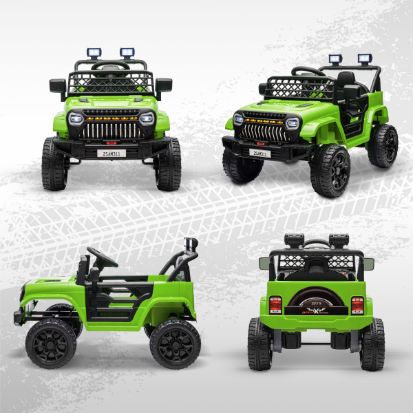 AIYAPLAY Carro Elétrico para Crianças Carro Elétrico Infantil UTV 12V com Velocidade Ajustável USB e Faróis  95x62,5x65 cm Verde - Image 9
